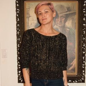 Black and Gold Vintage Chenille Sweater